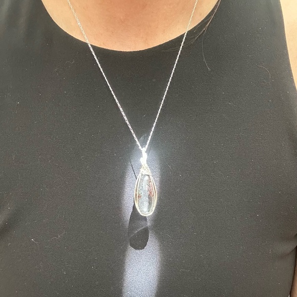 Sterling Silver Lodolite Healing Stone Necklace Pendant - Picture 7 of 10